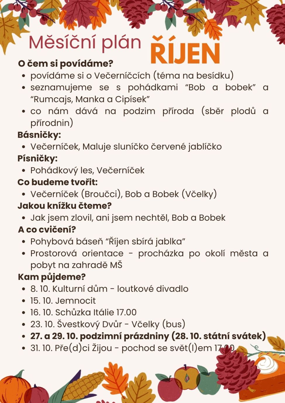 Obrázek - Měsíční plán - ŘÍJEN